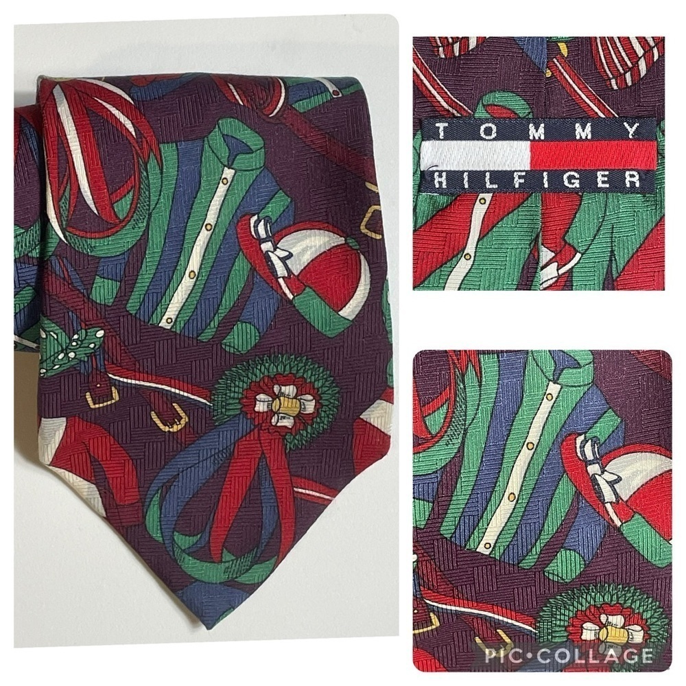 Tommy Hilfiger Jockey Attire Horse Racing Preppy Country Club Silk Tie